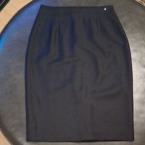 Black Wool Midi Pencil Skirt